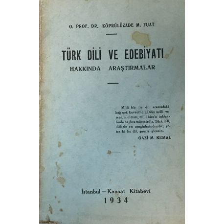 Türk Dili ve Edebiyatı O. Prof.Dr Köprülüzade M. Fuat
