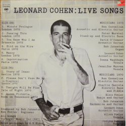 Leonard Cohen ‎– Live Songs