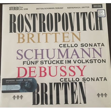 Britten*, Schumann*, Debussy*, Mstislav Rostropovitch* ‎– Cello Sonata - Fünf Stücke Im Volkston - Cello Sonata 180gr lp