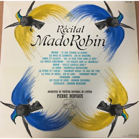 Mado Robin, Pierre Dervaux (2), Orchestre Du Théâtre National De L'Opéra* ‎– Récital Plak
